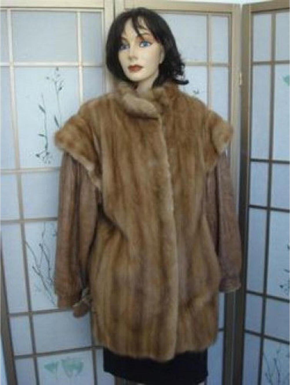 GOOD PASTEL MINK COAT LEATHER DETACHABLE SLEEVES